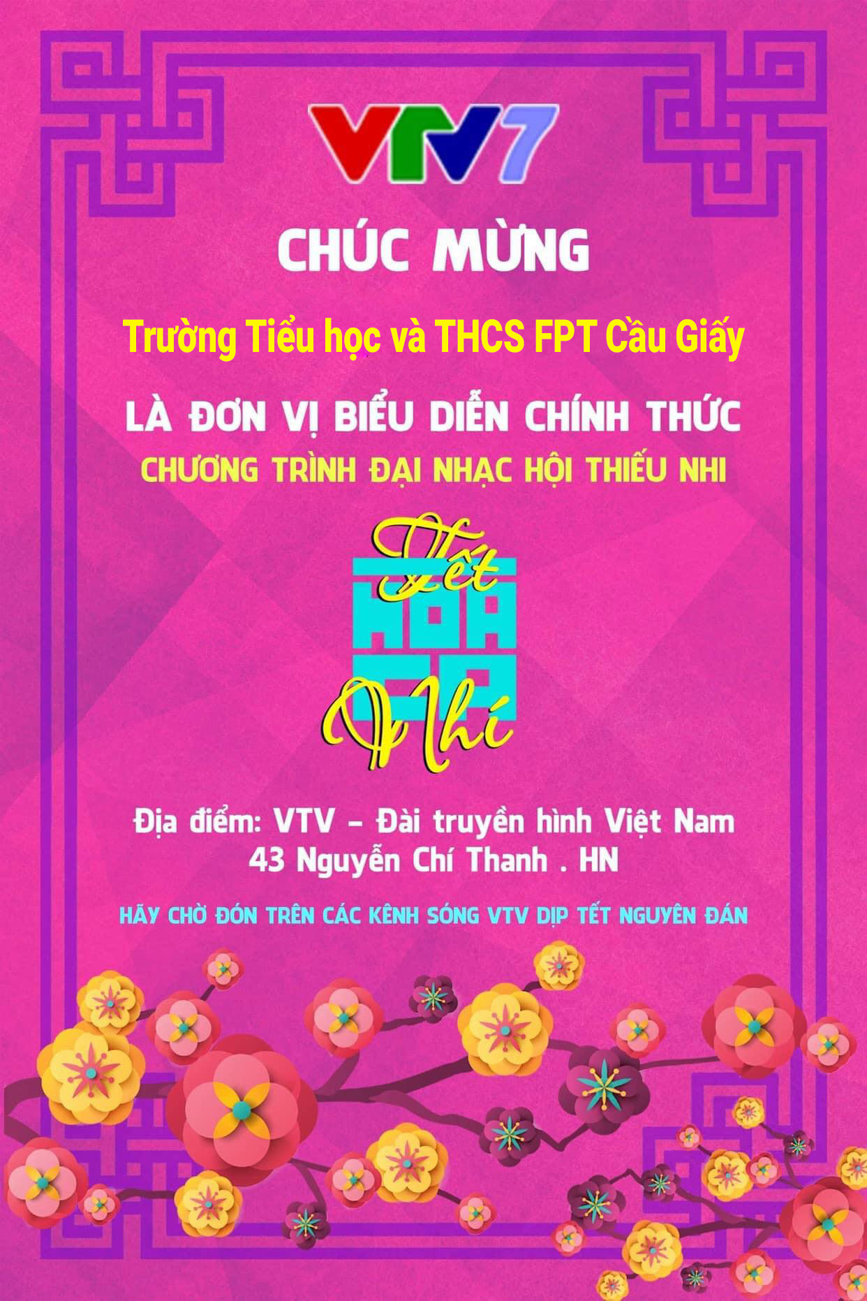 FSchool Cầu Giấy lên sóng VTV Tết Nguyên đán với hợp xướng Tiếng Anh